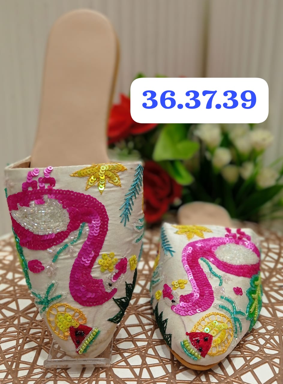 Designer Embroidered Flat Mules Summer Catalog
